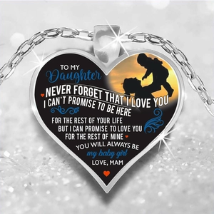 Heart Pendant Necklace Sentimental English Message To My Wife Daughter Son Granddaughter Alloy Rose Pattern Jewelry Gifts For Valentine's Mother's Day