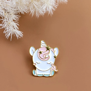 Süße Cartoon Einhorn Emaille Brosche Pin Vergoldet Edelstahl Legierung Tier Revers Schmuck Für Damen Kinder Kleidung Geschenk