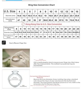 Detailed size guide chart for adjustable frog ring showing US and HK size conversion