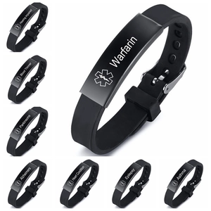 Medical Alert Bracelet Stainless Steel Silicone Emergency ID Identification Wristband For Diabetic Epilepsy Asthma Heart Condition