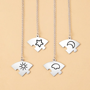 Minimalistische Zinklegierung Sonne Mond Stern Wolke Puzzle Anhänger Halsketten Für Damen Beste Freundinnen Mode Schwester Schmuck Geschenk