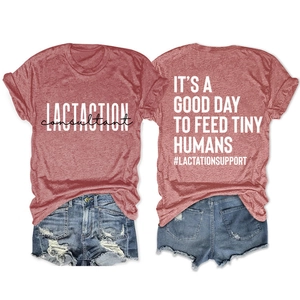 T-shirt femme à manches courtes avec impression 'It's a Good Day to Feed Tiny Humans'