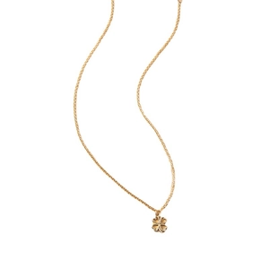 Collier minimaliste plaqué or avec pendentif trèfle à quatre feuilles et chaîne fine