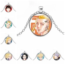 Anime glass pendant necklace featuring Tokyo Revengers characters with alloy base