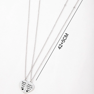 Silver puzzle heart necklace set with engraved Forever Together and distance quotes