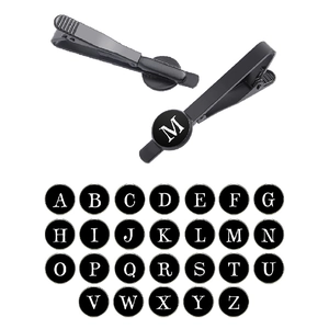 Men Business Personalized Initial Letter Tie Clip Copper Necktie Fastener For Suit Gold Black Electroplated Formal Jewelry Wedding Party Accessory Gift
