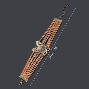 Detail of bohemian mandala bracelet showing bronze charms and 17-22cm adjustable clasp