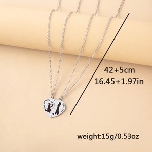 Silver puzzle heart couple necklaces with Will you marry me engraving and 42cm chain