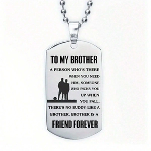 To My Brother Engraved Dog Tag Necklace Stainless Steel Pendant With Ball Chain Minimalist Personalized Men Jewelry Gift
