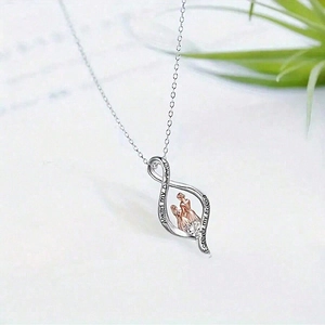 Collier Pendentif Infini Porte-clés Coeur Zircon Alliage Bicolore Cadeau Mère Fille Always My Daughter Forever My Friend