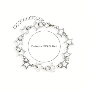 Bracelet à maillons étoiles creuses argentées avec fermoir mousqueton ajustable