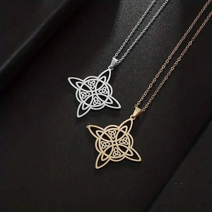 Witch's Knot Necklace Stainless Steel Celtic Knot Triangle Geometric Pendant Gothic Wiccan Jewelry For Women Men