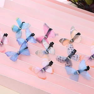 Set di 10 mollette a farfalla in tulle colorato con strass scintillanti per bambine