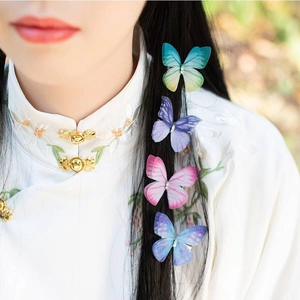 Set di fermagli per capelli a farfalla in tulle con piccoli cristalli luccicanti