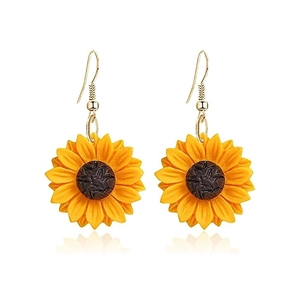 Boucles Oreilles Pendantes Tournesol Alliage Zinc Résine Florale Crochet Bijoux Été Style Boho Accessoires Femmes