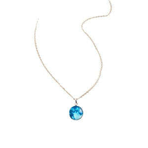 Luminous starry sky necklace with blue moon pendant on a delicate gold chain