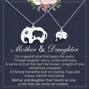 Collares con Colgante de Elefante para Madre e Hija Acero Inoxidable Joyería de Animales Huecos Regalo Día de la Madre Mujer