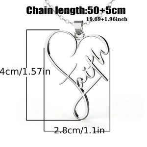 Collier avec pendentif faith en acier inoxydable et cadre en forme de coeur