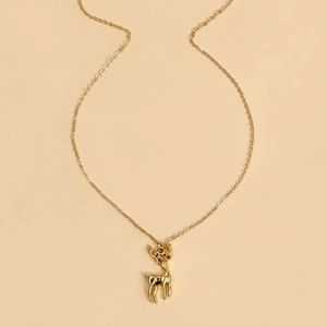 Elegant gold reindeer pendant necklace with delicate chain for Christmas gift