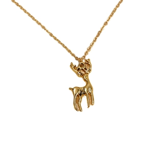 Elegant gold reindeer pendant necklace with O-chain link for women Christmas jewelry gift