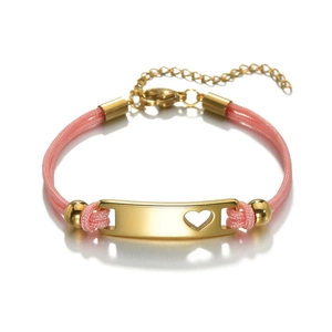 Edelstahl Rosa Seil Armband Goldbarren Herz Ausschnitt Verstellbar Mode Schmuck Damen Mädchen Geschenk