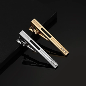 Men Business Minimalist Copper Tie Clip Gold Silver Plated Black Enamel Zirconia Suit Accessory Fashion Jewelry