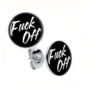 Runde Steckerohrringe Edelstahl Glas Zeitstein Buchstabendruck Floral Punk Stil Schmuck Für Damen