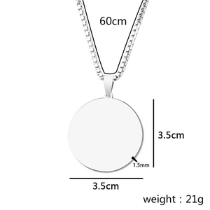 Stainless steel round prayer hands pendant necklace with 60cm chain and 3.5cm diameter