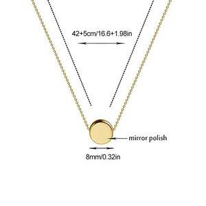 Polished 8mm gold bead necklace in stainless steel with 42+5cm adjustable chain