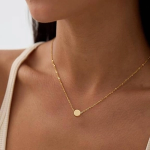 Minimalist Round Bead Pendant Necklace Stainless Steel Mirror Polished Small Bean Geometric Clavicle Chain Jewelry For Women