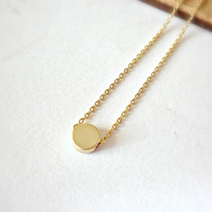 Minimalist 8mm gold stainless steel bead pendant necklace with a fine polished chain link