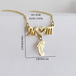 Collana MOM personalizzata oro con cuore di cristallo e ciondolo piedino Jaxon