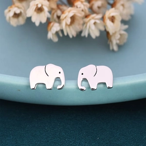 Cute Octopus Elephant Shark Stainless Steel Stud Earrings For Kids Women Cartoon Animal Polished Metal Jewelry Accessory Gift