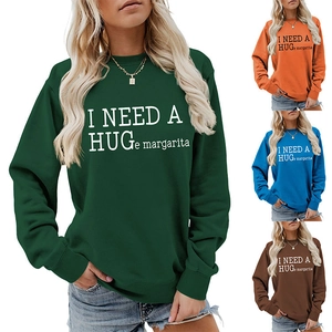 Multiple color variants of the 'I NEED A HUGe margarita' sweatshirt in cotton blend