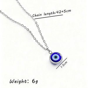 Blaue Evil Eye Halskette mit 1,5cm Anhänger und einer Kettenlänge von 42+5cm