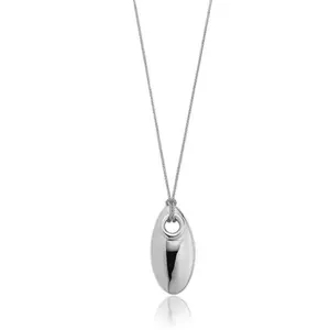 Polished silver egg-shaped pendant necklace with a sleek minimalist mirror finish