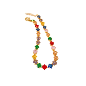 Charming 18K gold plated necklace with colorful star-shaped cubic zirconia stones