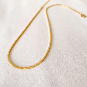 Elegant gold square snake chain necklace with high-polish metallic finish for women
