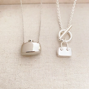 Minimalist Pendant Necklace Copper Plated Mini Handbag Perfume Bottle OT Clasp Fashion Jewelry For Women