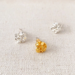 Irregular cluster cube earrings in gold and silver plating with natural texture finish