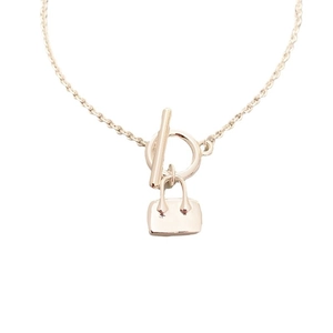 Minimalist rose gold necklace with a mini handbag pendant and trendy OT toggle closure