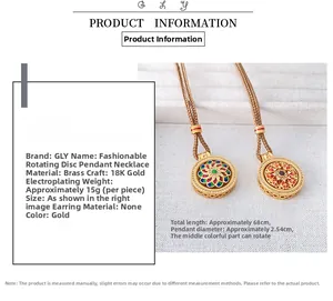 Détail du pendentif boussole rotatif en émail plaqué or 18K au style pastoral chinois