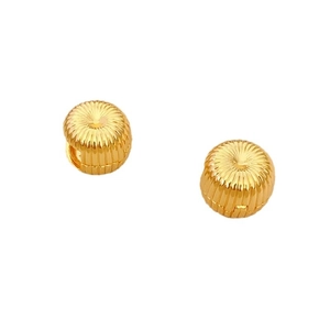 French vintage style round gold plated earrings with radial brushed fireworks texture