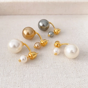 Double Artificial Pearl Stud Earrings With 925 Sterling Silver Earring Post Elegant Detachable Front Back Luxury Jewelry For Women