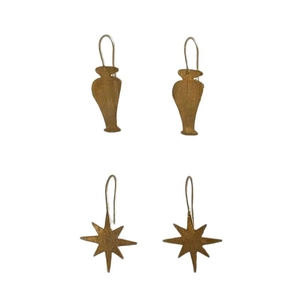 Boucles d'oreilles vintage dorées en forme de vase et d'étoile avec crochets élégants