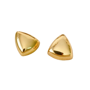 Polished 18k gold plated geometric triangle stud earrings with 925 silver needles