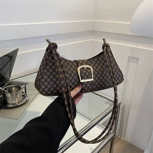 Sac Sous Le Bras Baguette Monogramme Rétro Sac À Épaule En Cuir PU Avec Boucle Dorée Pour Femmes Élégant