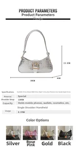 Spécifications détaillées et variantes de couleurs du sac baguette à motif pied-de-poule