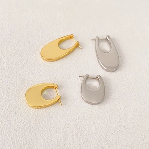Minimalist U Shaped Hoop Earrings 18K Gold Plated Copper Geometric Polished Modern Chic Versatile Elegant For Women