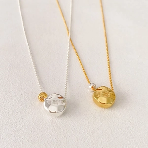 Minimalist Copper Hammered Irregular Round Disc Pendant Necklace Gold Silver Two Tone Long Sweater Chain For Women Elegant Chic